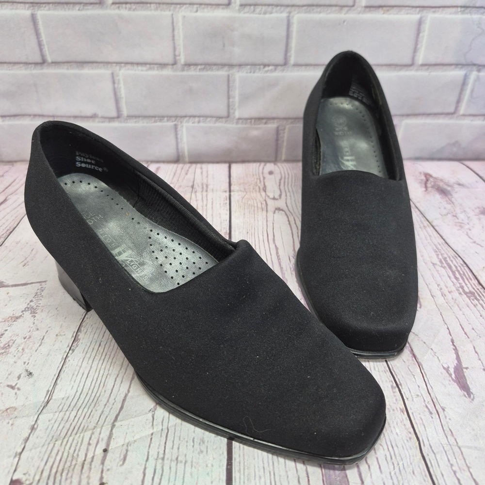 High Lights Payless Womens 6.5W Black Square Toe Block Heel Pumps Shoes Office